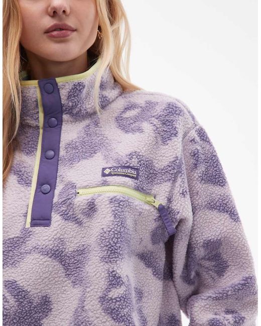 Columbia Purple Helvetia Ii Printed Cropped Half Snap Fleece
