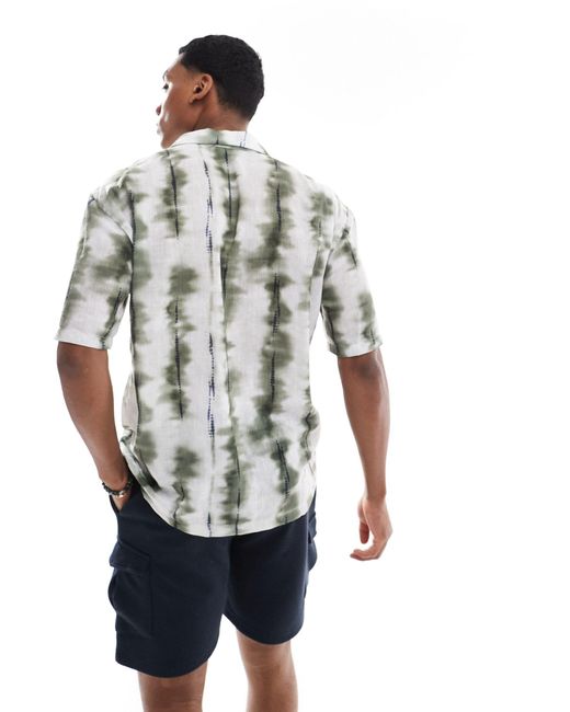Chemise à imprimé teint - kaki Pull&Bear pour homme en coloris Gray
