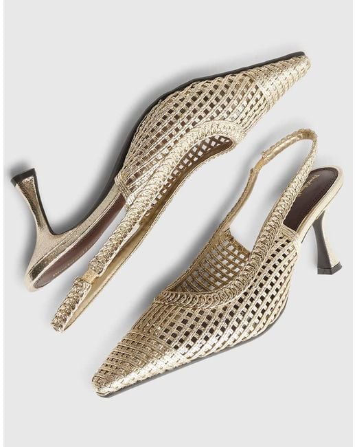 River Island White Weave Sling Back Court Heels