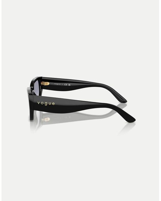 Vogue Black Rectangle Sunglasses With Lens