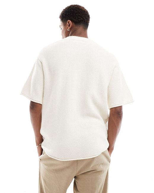 T-shirt en maille texturée - écru Pull&Bear pour homme en coloris Natural