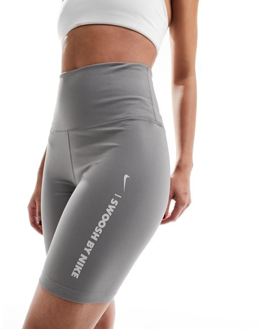Nike Gray Nike One Gel Swoosh Training Dri-fit Logo Shorts