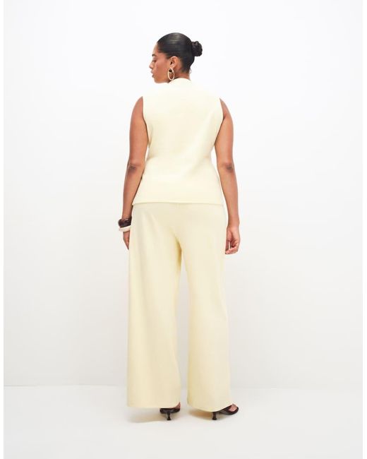 ASOS Natural Asos Design Curve Textured Wide Leg Trouser Co-Ord