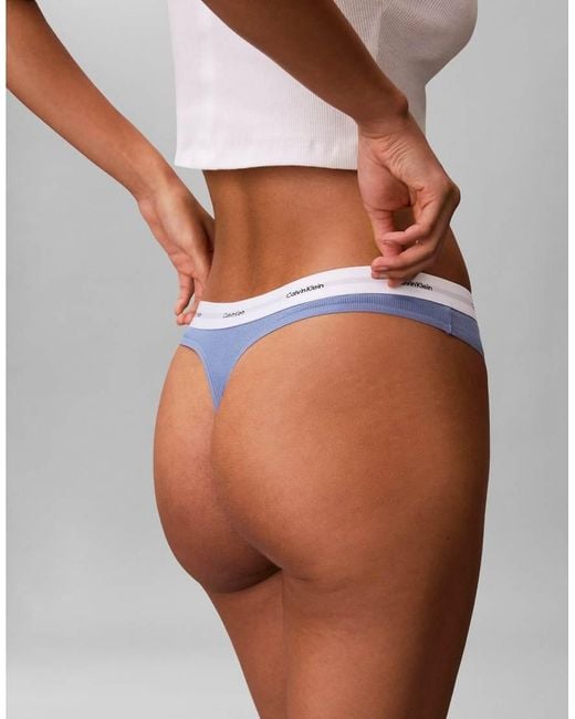 Calvin Klein White Cotton Stretch Rib Thong