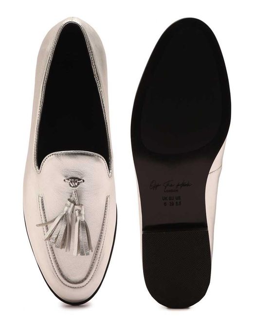 OFF THE HOOK White Moselle Leather Tassel Loafers
