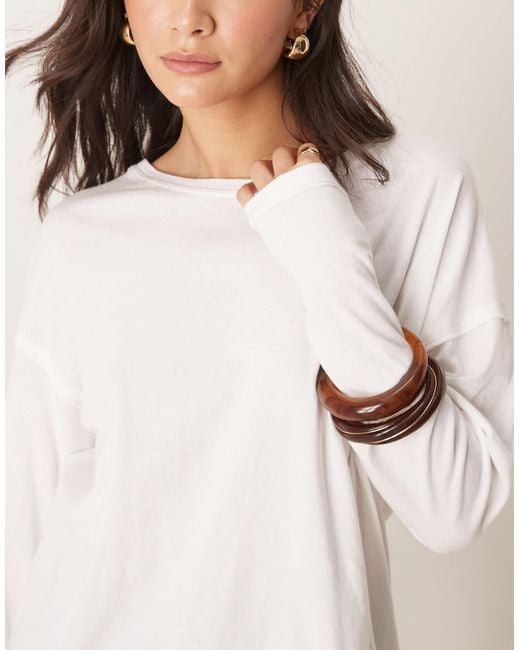 Free People White Nina Long Sleeve T-Shirt