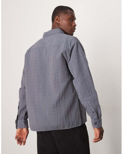 Abercrombie & Fitch Ruimvallend Overhemd Met Textuur En Lange Mouwen in het Gray voor heren