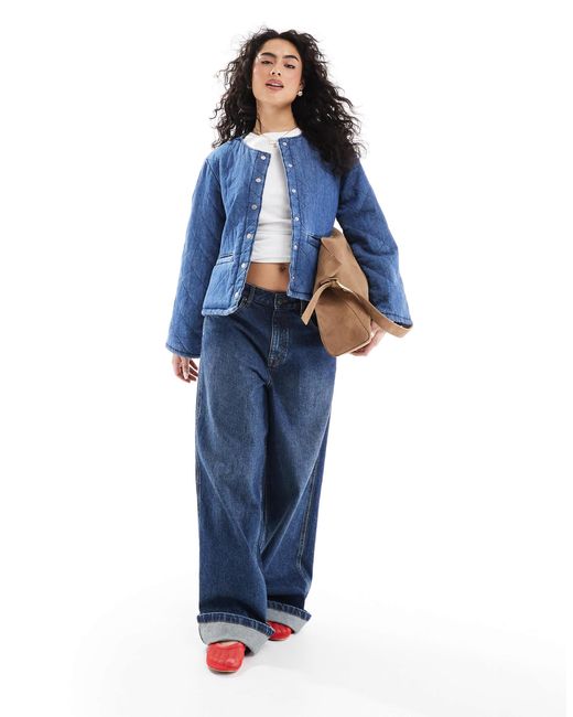 ONLY Blue Quilted Denim Jacket
