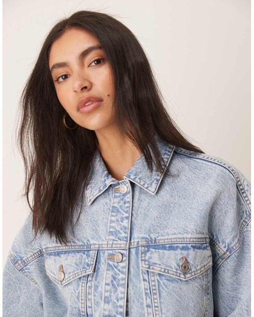 Chaqueta Vaquera Extragrande Con Lavado De Estilo Años 90 De -Azul ASOS de color Gray