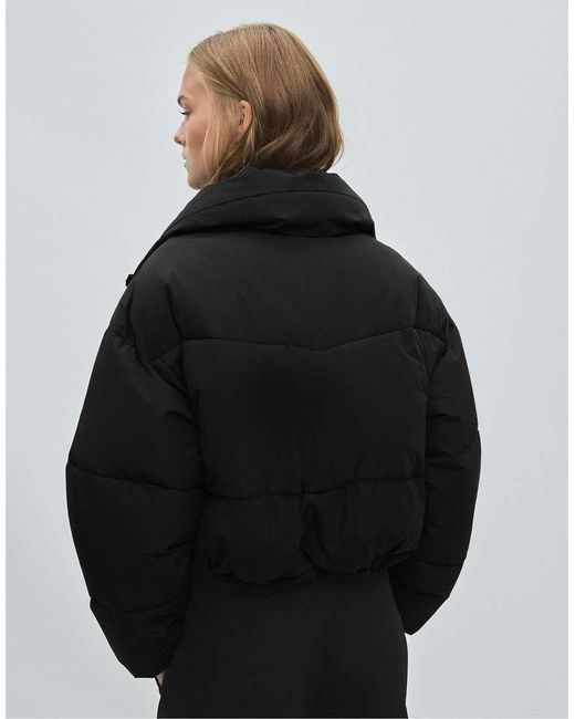 Stradivarius Black High Neck Cropped Down Jacket