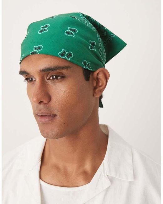 ASOS Bandana Met Paisley Motief in het Green voor heren