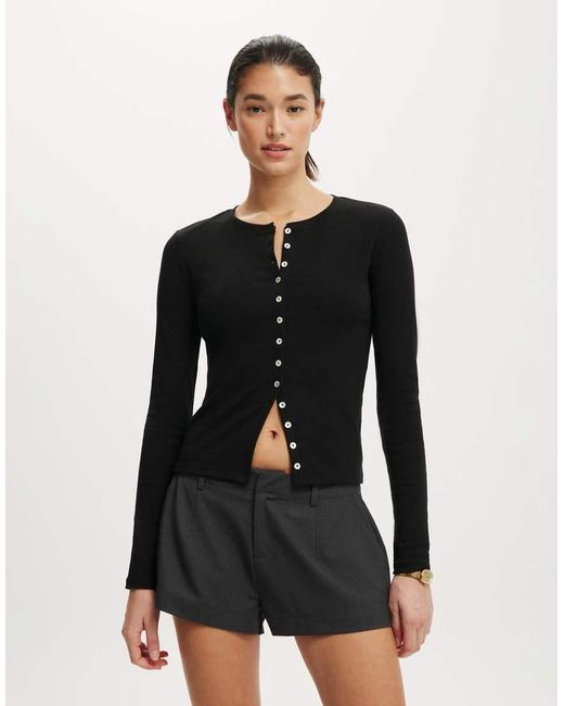 Cotton On Black Bailey Button Detail Cardi