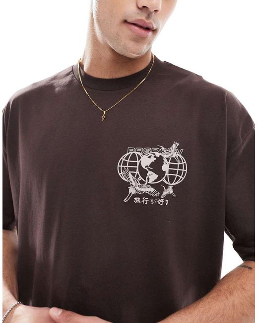 T-Shirt Oversize Con Stampa Sulla Schiena di ASOS in Gray da Uomo