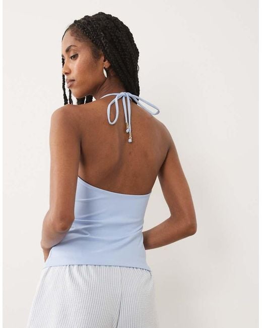Abercrombie & Fitch Blue Bra Free V-neck Seamless Halter Top