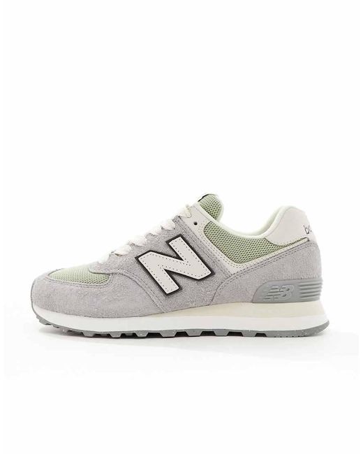 New Balance White 574 Suede Trainers