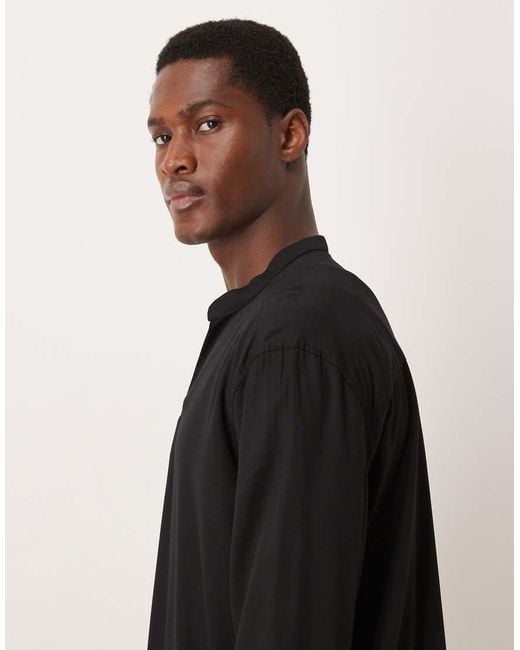ASOS Black Relaxed Open Neck Shirt for men
