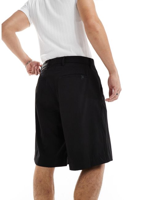 Pull&Bear Black baggy Tailored Short for men