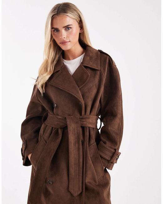 Miss Selfridge Blue Suedette Trench Coat