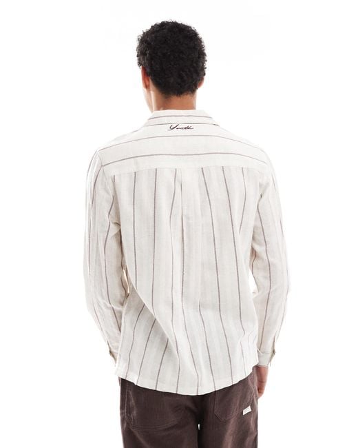 Native Youth – langärmliges, kastiges hemd in White für Herren