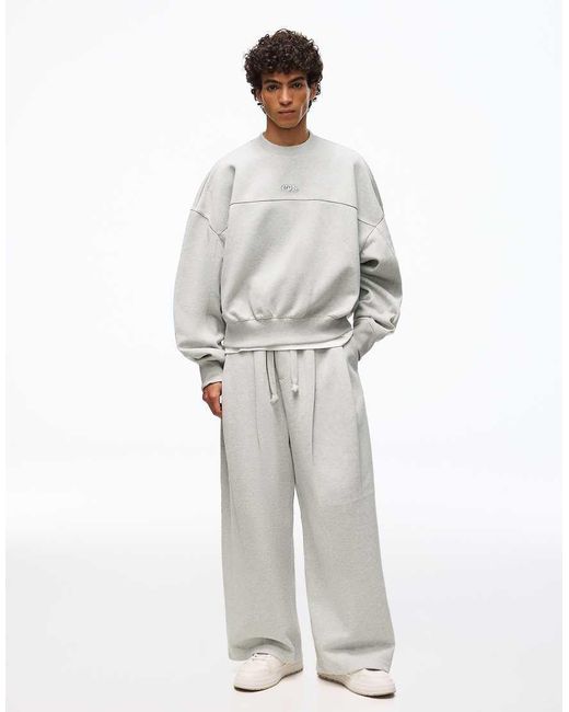 Bershka Gray Bonded Pleated Volume jogger Trousers for men