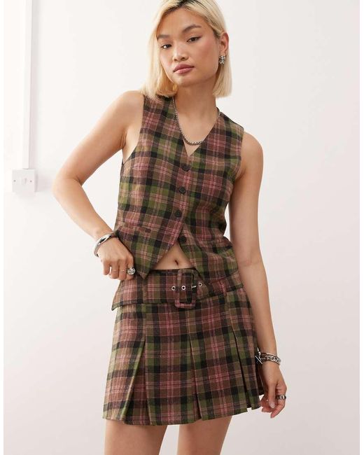 Reclaimed Vintage Natural Mini Pleated Skirt