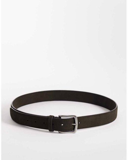 ASOS Green Smart Suede Belt With Silver Buckle for men