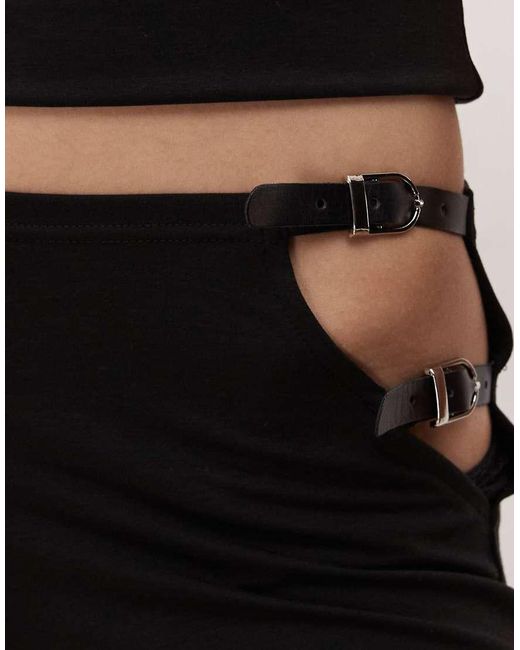 Lioness Natural Rebel Low Rise Cut Out Buckle Strap Detail Pants