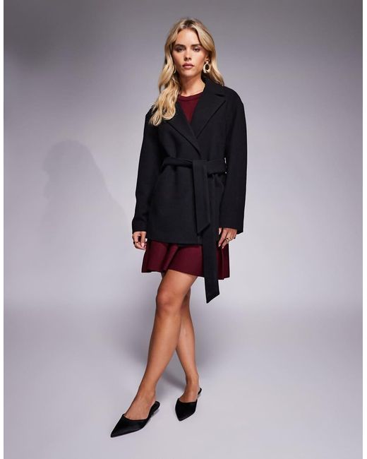 Forever New Black Formal Smart Wrap Coat
