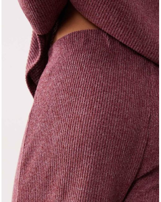 ASOS Red Supersoft Brushed Rib Wide Leg Trouser Co-ord