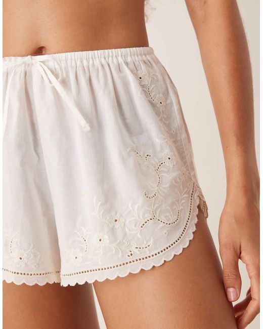 Abercrombie & Fitch Natural Nightwear Scallop Trim Flippy Shorts
