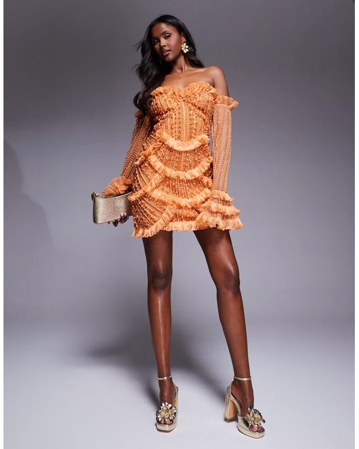 asos orange off the shoulder dress ASOS rust off shoulder midi dress. Perfect