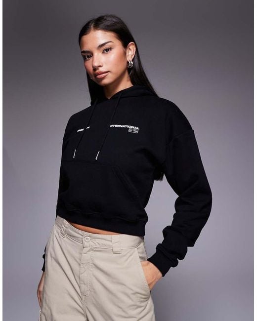 Barbour Blue Ciara Cropped Logo Hoodie