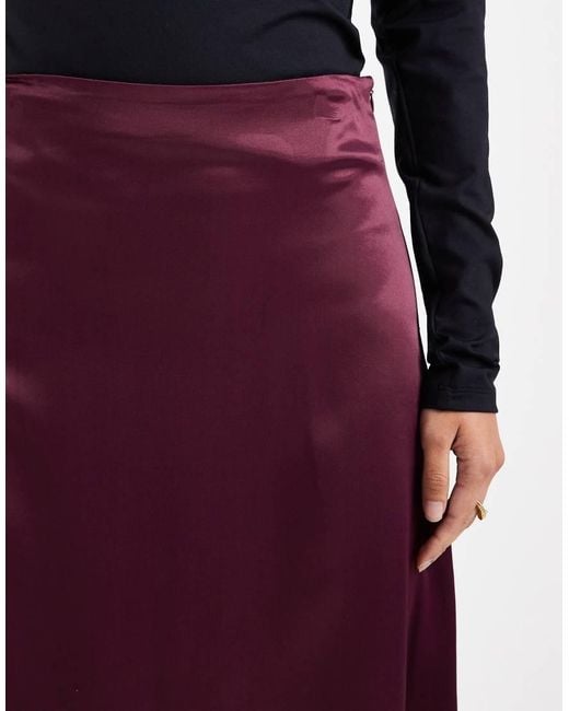 Miss Selfridge Purple Satin And Lace Bias Maxi Skirt