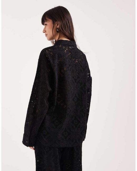 JJXX Black Co-ord Broderie Long Sleeve Shirt
