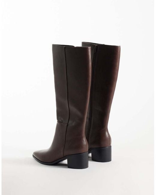 London Rebel Brown Jessie Refined Pointed Knee Boots