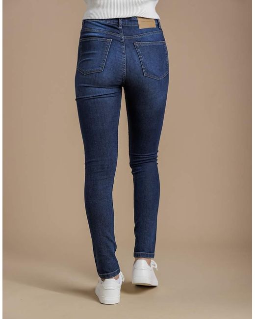 French Connection Blue Cotton Blend Stretch High Rise Skinny Denim Jeans
