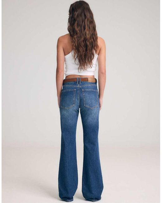 Stradivarius Blue Tall D68 Boot-cut Jeans With Belt