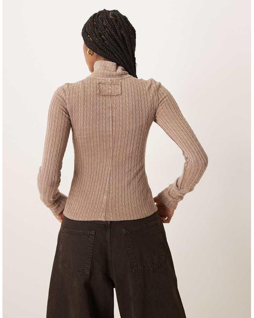 Free People Natural Brunch Girl Long Sleeve Zip Up Cardigan