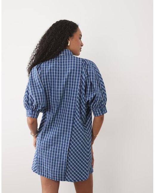 Sister Jane Blue Celeste Exclusive Bow Detail Short Sleeve Mini Dress