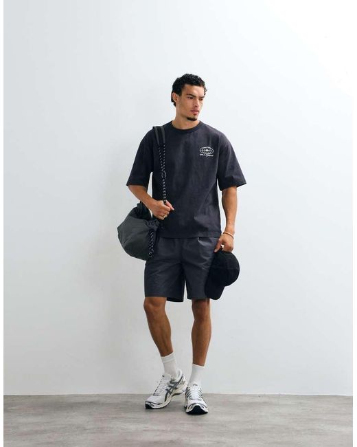 ASOS Gray Heavyweight Oversized T-shirt With Back Graphic for men