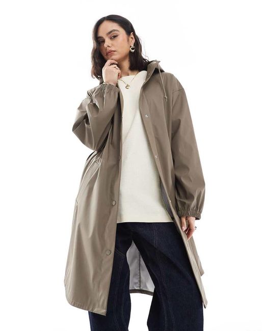 ASOS Natural Dolphin Hem Rubberised Rain Parka Coat
