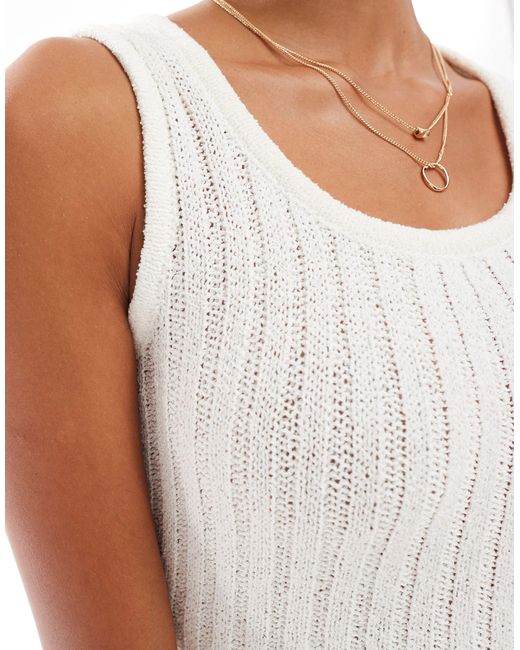 4th & Reckless White Ribbed Knit Sleeveless Scoop Neck Maxi Dress