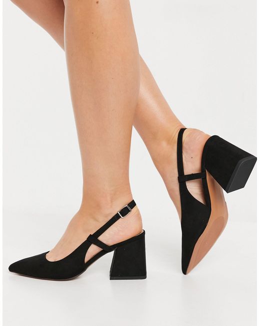 black heeled slingbacks