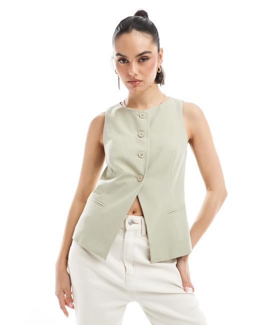 Stradivarius White – hochgeschlossene weste