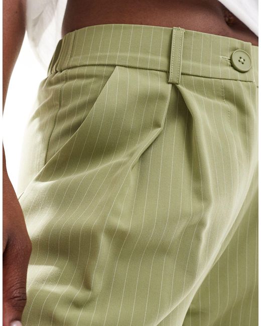 Mensy - pantaloni a fondo ampio taglio maschile verdi con motivo gessato di Reclaimed (vintage) in Green