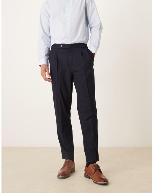 ASOS Natural Smart Tapered Trousers With Elasticated Waistband for men