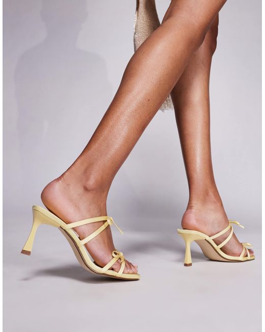 Public Desire Natural Taytay Heeled Muled Sandals With Bow Detail