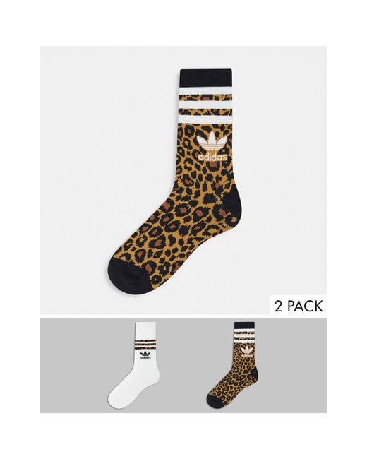 adidas Originals – 2er-pack socken mit logo und leopardenmuster | Lyst DE