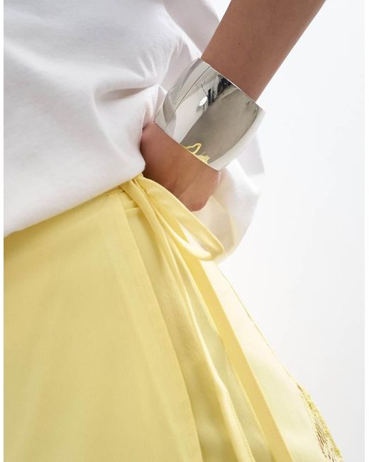 TOPSHOP Yellow Lace Hem Wrap Mini Skirt