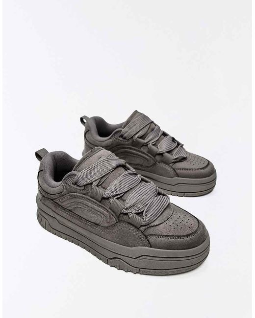 Bershka Gray Chunky Skate Trainers